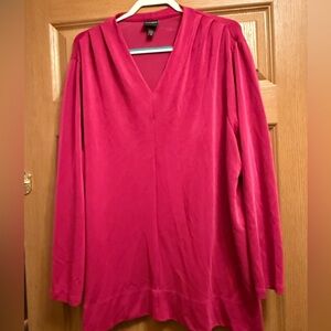 The Luxury‎ Selection by Ulla Popken Blouse Fuchsia Pink Long Sleeve Sz 26/28